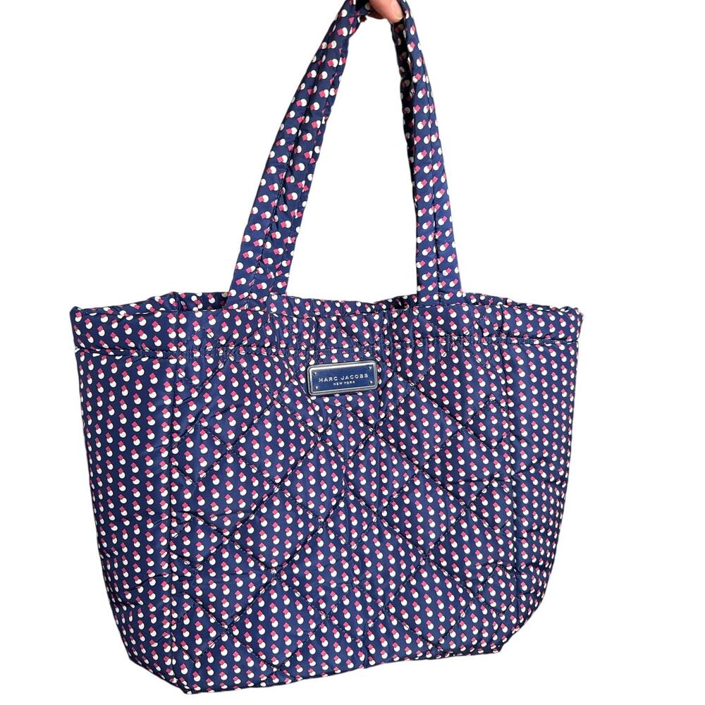 Marc Jacobs Quilted Nylon Tote Bag Blue Pink White Print